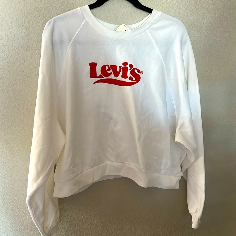 LEVI’S women’s graphic retro white/red cropped sweatshirt size XL new
